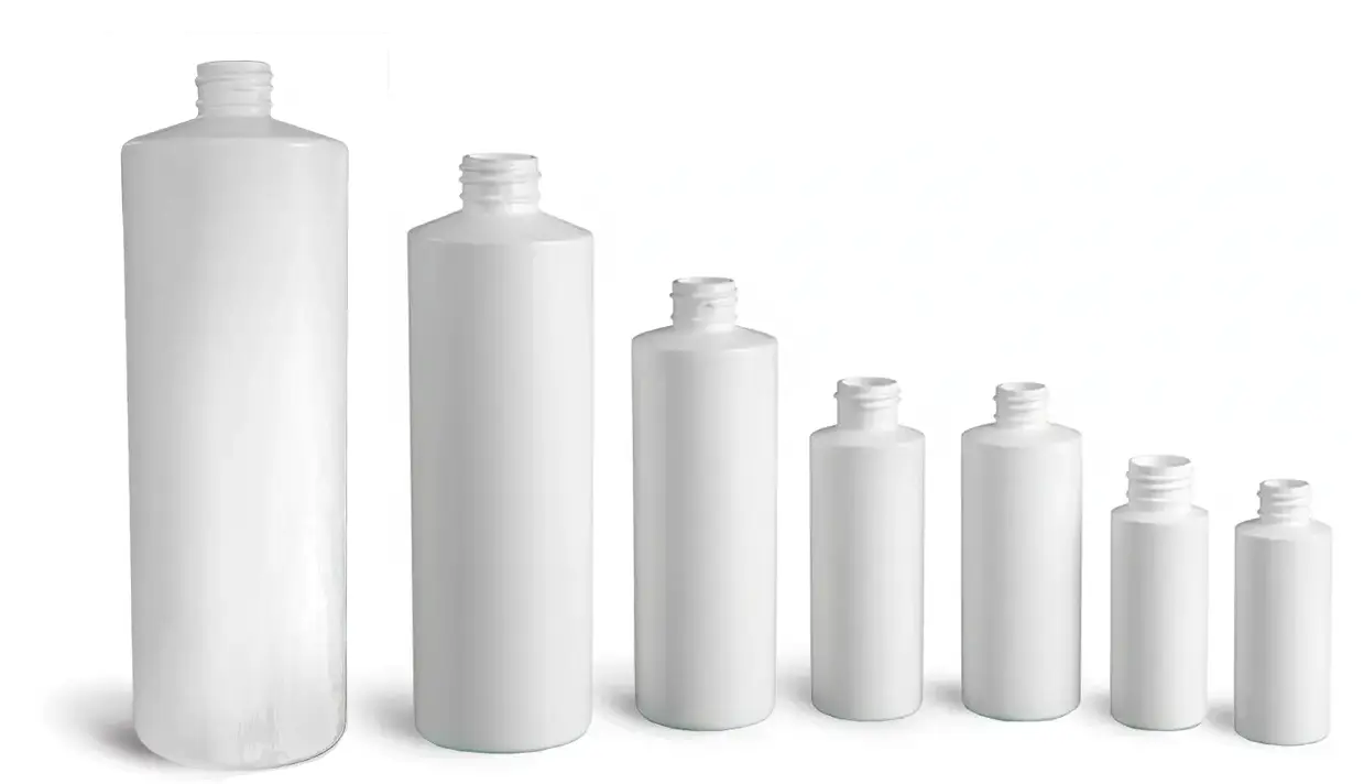 White HDPE Cylinder Bottles (Bulk), Caps NOT Included