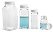 Clear PET Square Bottles
w/ White Smooth Lined Caps