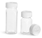 Clear PET Square Bottles w/ White Child Resistant Caps
