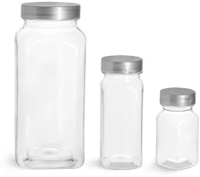 Source 24PCS 8oz Glass Spice Jars Empty Square Spice Bottles with Shaker  Lids and Airtight Metal Lids on m.