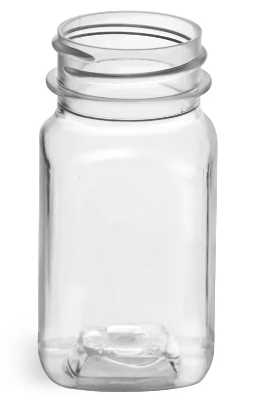 2 oz Clear PET Square Bottles (Bulk), Caps NOT included