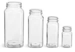 Clear PET Square Bottles (Bulk), Caps NOT included