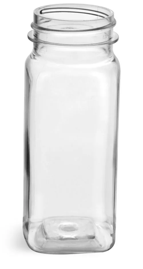 4 oz Clear PET Square Bottles (Bulk), Caps NOT included