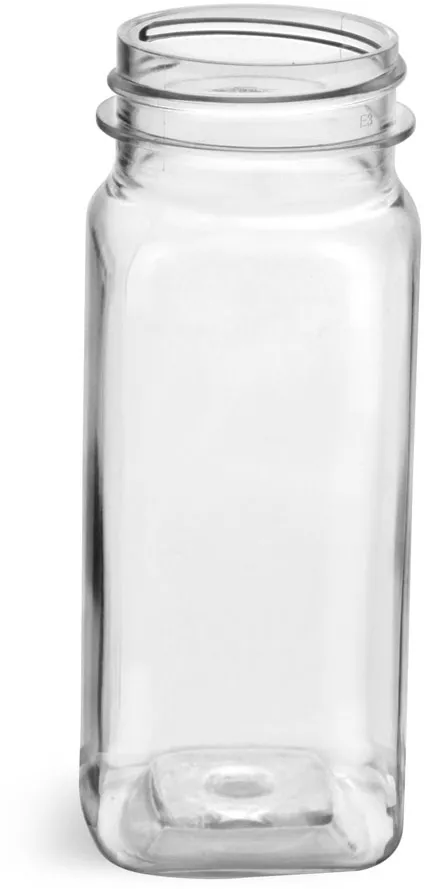Clear Glass French Square Bottle with Silver Metal Plastisol Lid - 16 oz / 500 ml