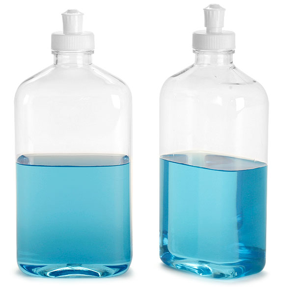 Clear PET Oblong Bottles w/ White Push/Pull Caps