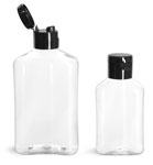 Clear PET Oblong Bottles w/ Black Smooth Snap Top Caps
