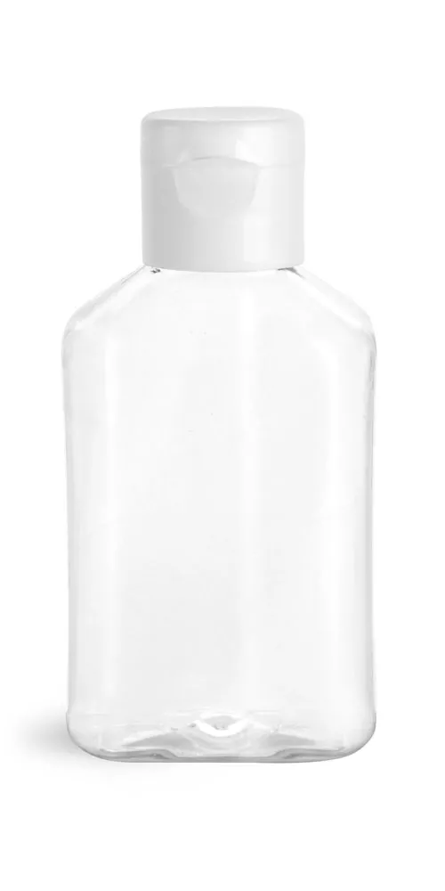 4 oz Clear PET Oblong Bottles w/ White Smooth Snap Top Caps