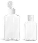 Clear PET Oblong Bottles w/ White Smooth Snap Top Caps
