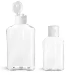 Clear PET Oblong Bottles w/ White Smooth Snap Top Caps