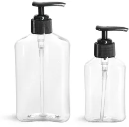 PET Clear Oblong Bottles w/ Black Lotion Pumps