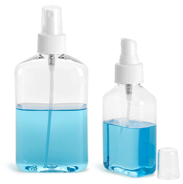 Clear PET Oblong Bottles w/ White Fine Mist Sprayers