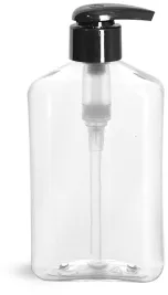 PET Clear Oblong Bottles w/ Black 2 cc Lotion Pumps