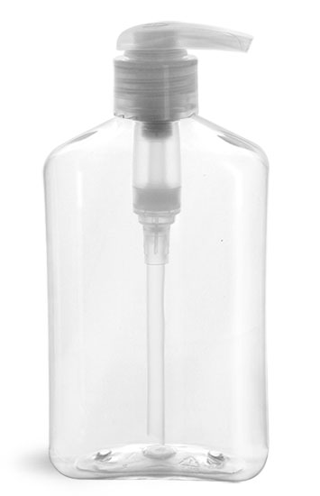 Sks Bottle Packaging Plastic Bottles 8 Oz Clear Pet Oblong Bottles W Natural 2 Cc Lotion Pumps