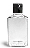 Clear Oblong Bottles w/ Black Smooth Snap Top Caps