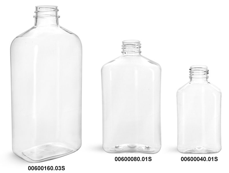 Plastic Bottles, Clear PET Oblong Bottles (Bulk), Caps NOT Included