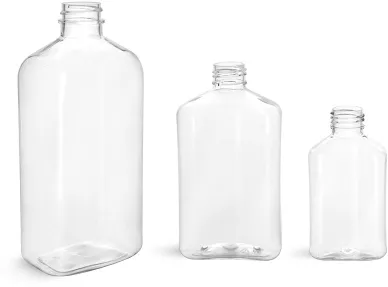 Clear PET Plastic Flask, Wholesale & Bulk