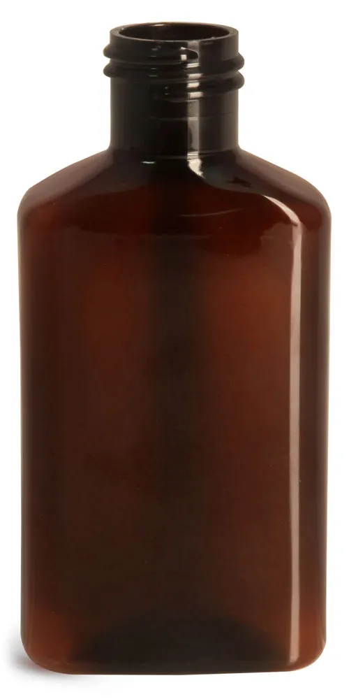 100 ml Amber PET Oblong Bottles (Bulk), Caps NOT Included