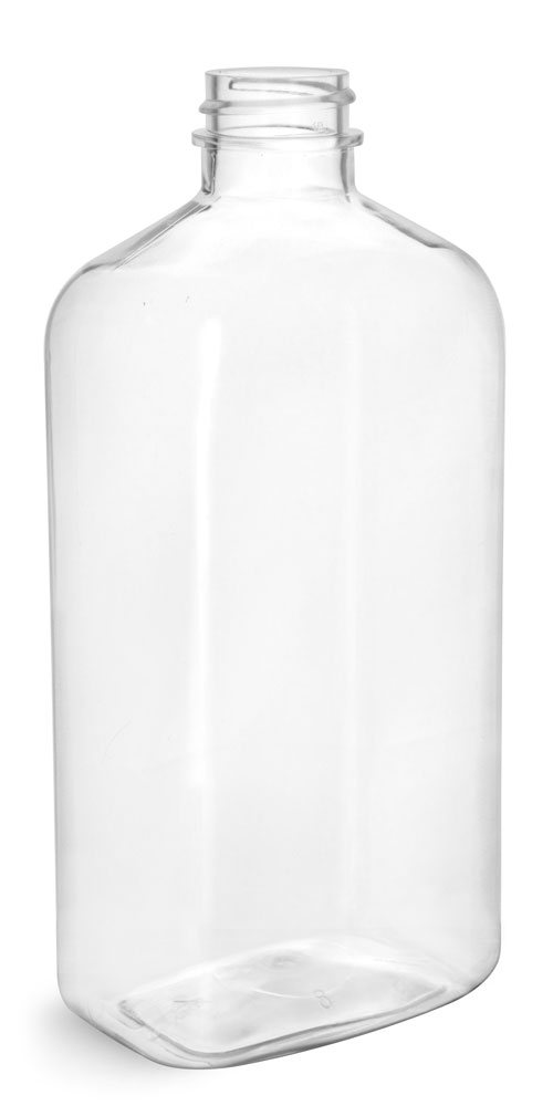 16 oz Clear PET Oblong Bottles (Bulk), Caps NOT Included