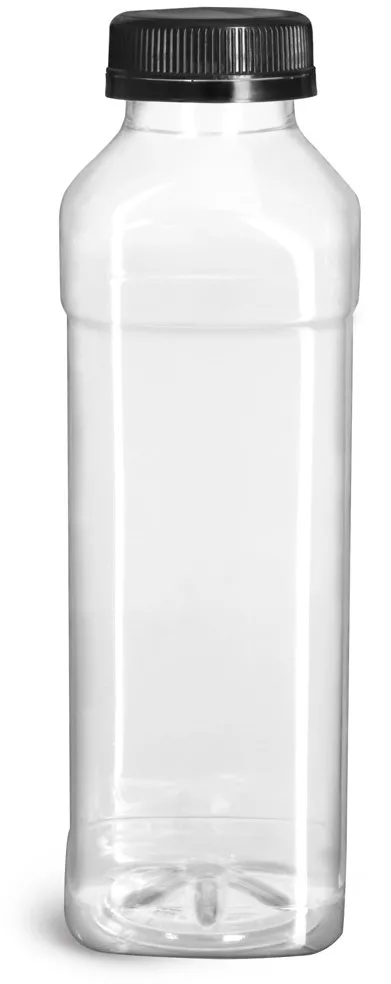 Tall Square Beverage Container - Clear 12 Ounce