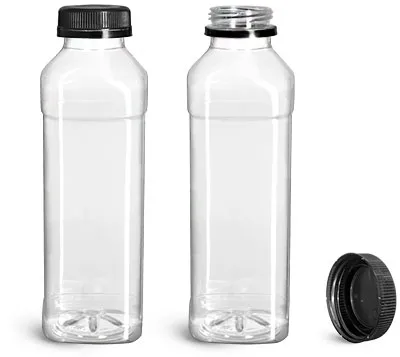 4 Juice Bottles Smoothie Cup Containers Metal Black Lids Includes a Brush 16 Oz Glass Bottles with Caps 