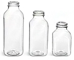 Clear PET Square Beverage Bottles (Bulk), Caps Not Included