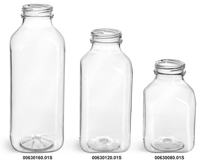 SKS Bottle & Packaging - Plastic Bottles, Clear PET Square Beverage ...