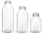 PET Plastic Bottles, Clear Square Beverage Bottles (Bulk), Caps Not Included