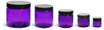 Plastic Jars, Purple PET Straight Sided Jars w/ Black Smooth Lined Cap