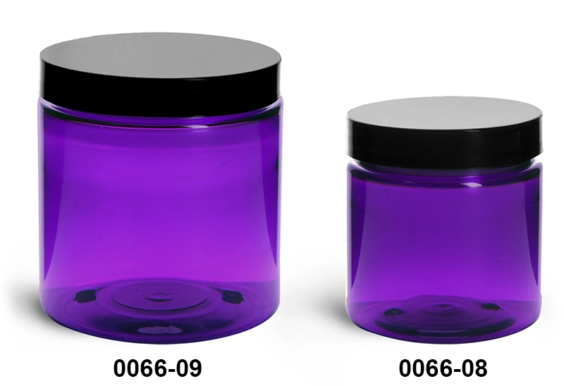 8 oz Plastic Jars, Purple PET Straight Sided Jars (BULK) Caps Not