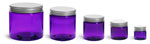 Plastic Jars, Purple PET Straight Sided Jars w/ Lined Aluminum Caps