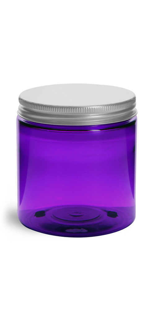 4 OZ PURPLE PET STRAIGHT SIDED JARS W/ LINED ALUMINUM CAPS