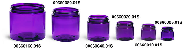 Plastic Jars, Purple PET Straight Sided Jars (BULK) Caps Not Included