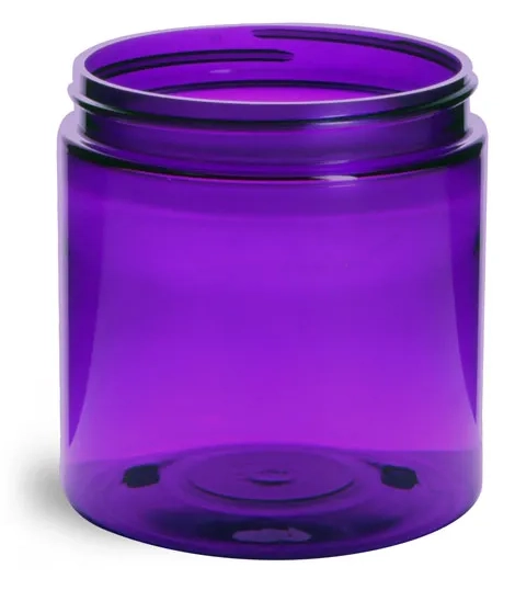 8 oz Plastic Jars, Purple PET Straight Sided Jars (BULK) Caps Not Included