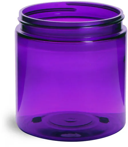 8 oz Plastic Jars, Purple PET Straight Sided Jars (BULK) Caps Not