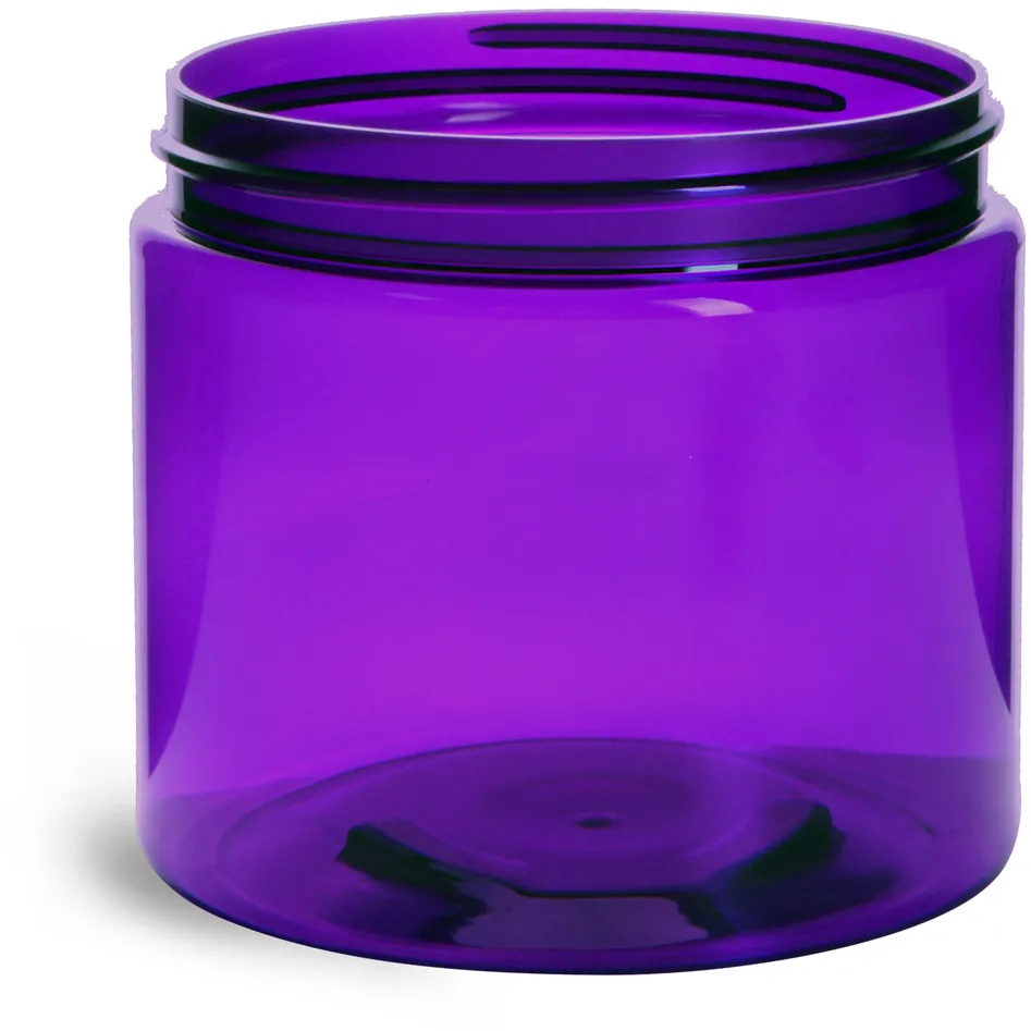 1 oz Plastic Jars, Purple PET Straight Sided Jars (BULK) Caps Not Included