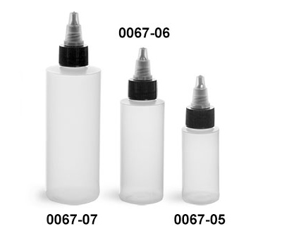 Plastic Bottles, Natural LDPE Cylinder Bottles w/ Black/Natural Induction Lined Twist Top Caps