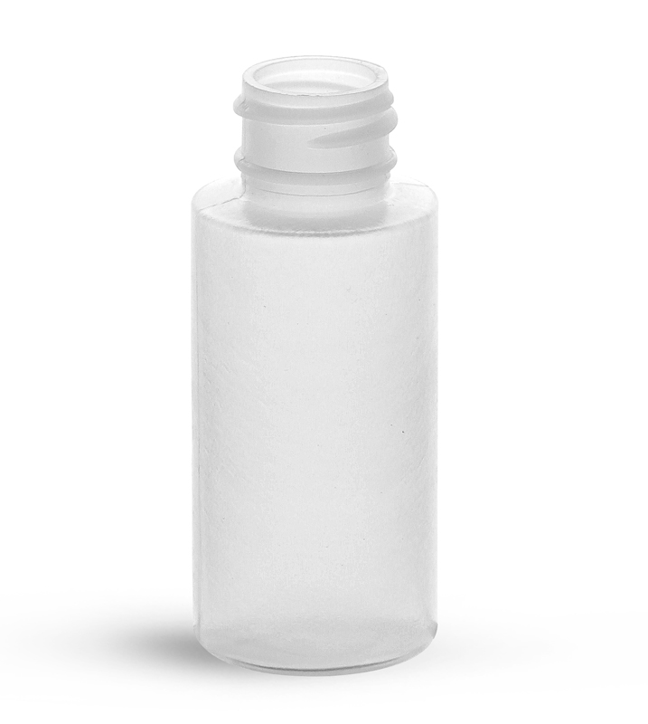 LDPE Plastic Bottles, 1 oz Natural (PCR) Cylinders (Bulk) Caps Not Included  
