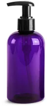 PET Purple Boston Round Bottles w/ Black 2 cc Lotion Pumps  