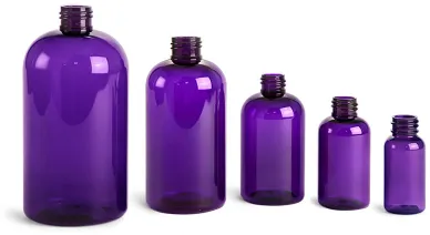 Purple PET Boston Round Bottles (Bulk), Caps NOT Included