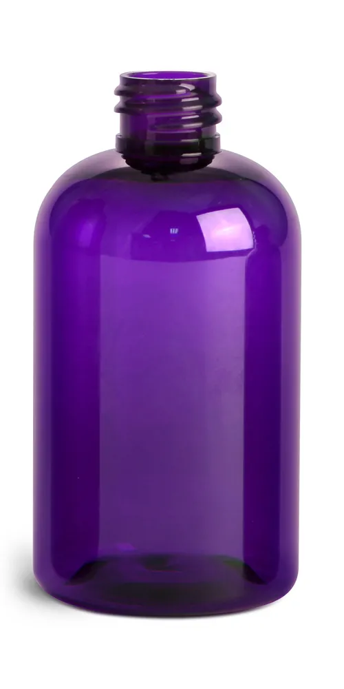 4 oz Purple PET Boston Round Bottles (Bulk), Caps NOT Included