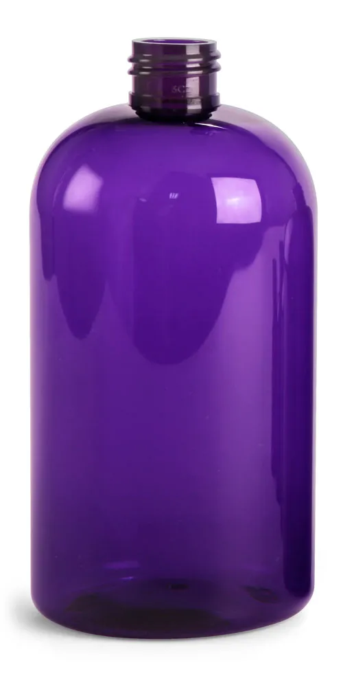 16 oz Purple PET Boston Round Bottles (Bulk) Caps Not Included