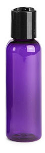 2 oz Purple PET Cosmo Round Bottles w/ Black Disc Top Caps