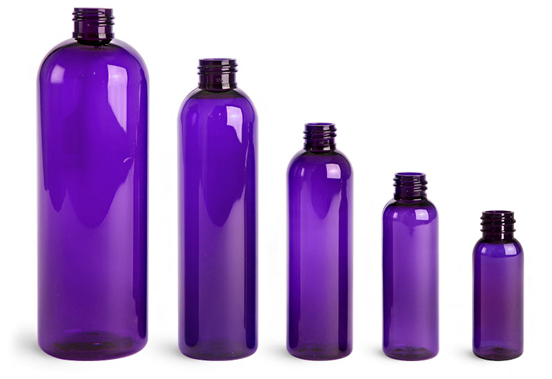 Purple PET Cosmo Round Bottles (Bulk), Caps NOT Included