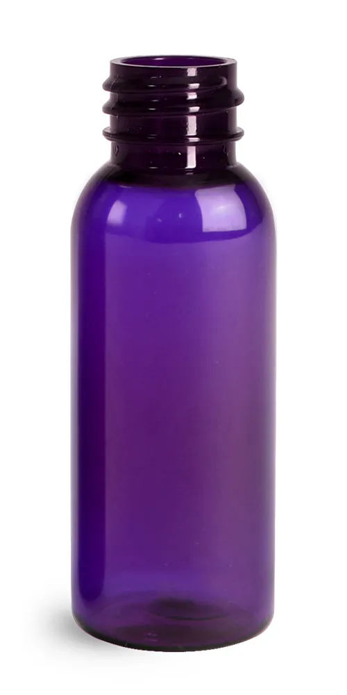 1 oz Purple PET Cosmo Round Bottles (Bulk), Caps NOT Included