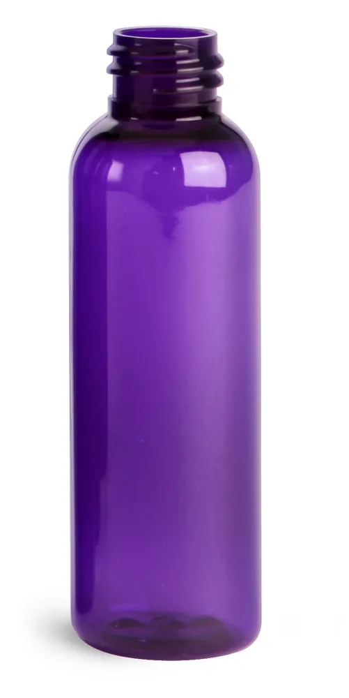 2 oz Purple PET Cosmo Round Bottles (Bulk), Caps NOT Included