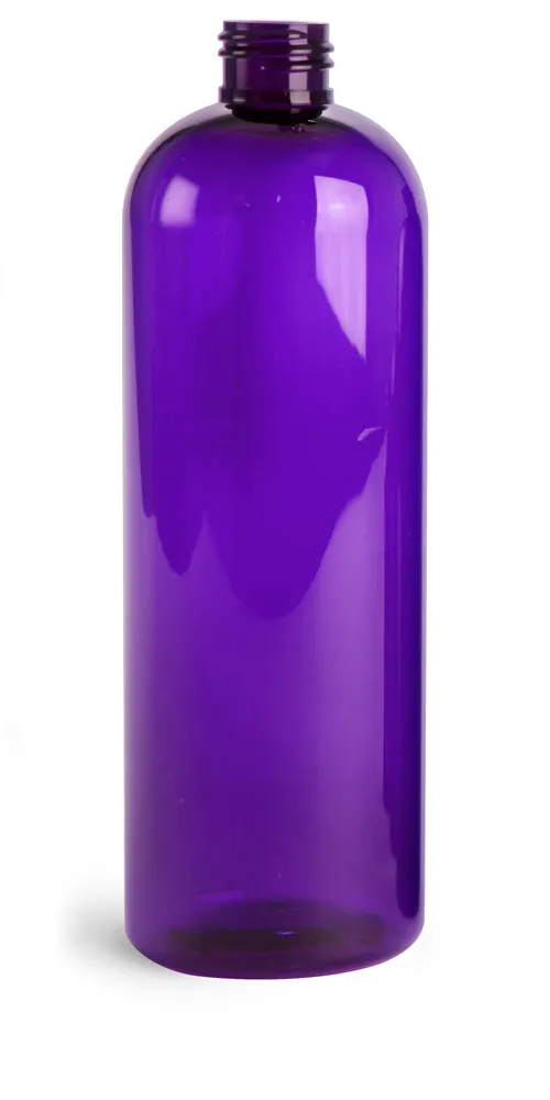16 oz Purple PET Cosmo Round Bottles (Bulk), Caps NOT included