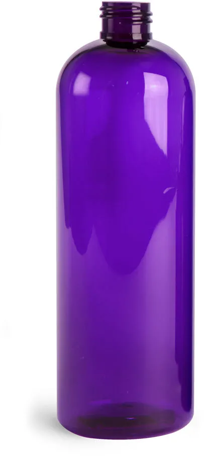 Packaging Deals - 16 oz Purple PET Cosmo Round Bottles (Bulk), Caps NOT included