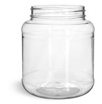 58 oz Plastic Jars, Clear PET Round Squat Jars (Bulk), Caps NOT Included