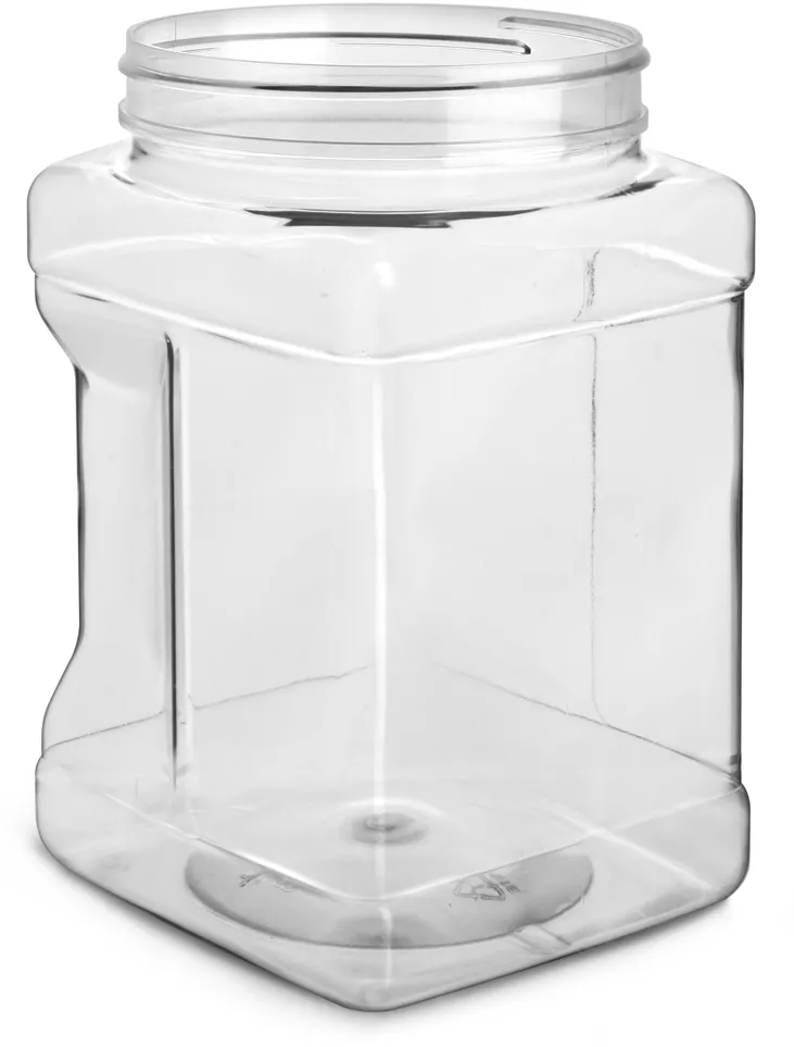 Wide-Mouth PET Grip Jar with Lid, 32 oz, Clear, 12 Piece