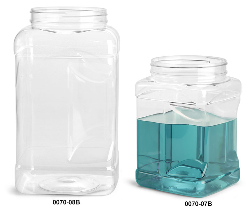 Plastic Tubs, Clear PET Square Gripped Wide Mouth Jars (Bulk) Caps Not Included